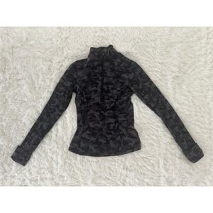 Lululemon Run Briskly ½‑Zip Heritage Camo Jacquard – Black‎ / Lunar Rock Size 6